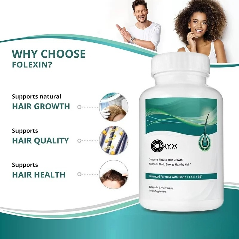 Biotin Hair Growth - 男性と女性のための育毛サプリメント、天然ビオチンとビタミンB6配合、60カプセル、髪を太くする栄養補助食品