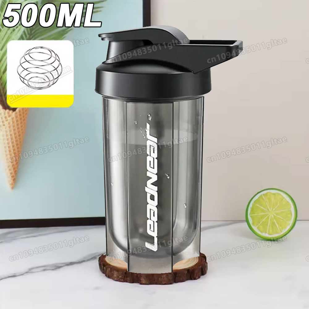 Whey Protein Isolate - 500 ミリリットルポータブルプロテインパウダーシェーカーボトル漏れ防止ウォーターボトルジム屋外フィットネストレーニングスポーツミキシングカップスケール付き