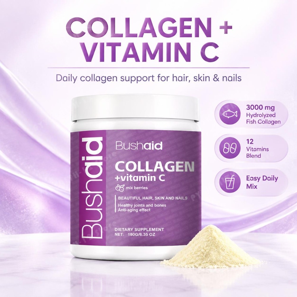Collagen Peptide Powder - 女性の髪、肌、爪、関節の健康をサポートし、アンチエイジング効果も期待できる、ビタミンCとビオチンを配合した加水分解マリンコラーゲンペプチドパウダー 180g