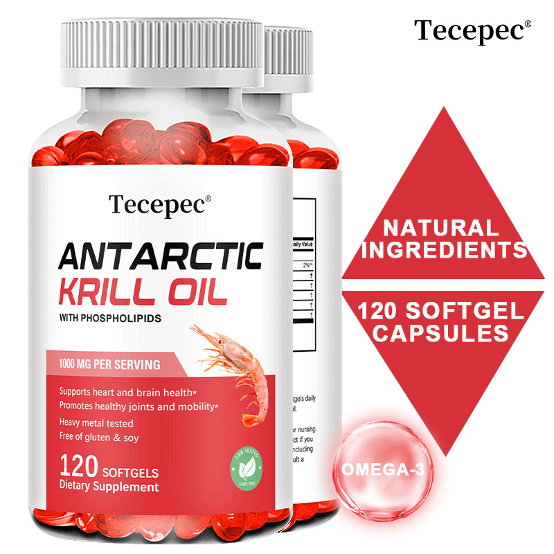 Krill Oil Supplement - 南極クリルオイル 1000mg - ホスフォリピド配合、心臓・脳の健康と関節の可動性をサポート、120ソフトジェル 栄養補助食品