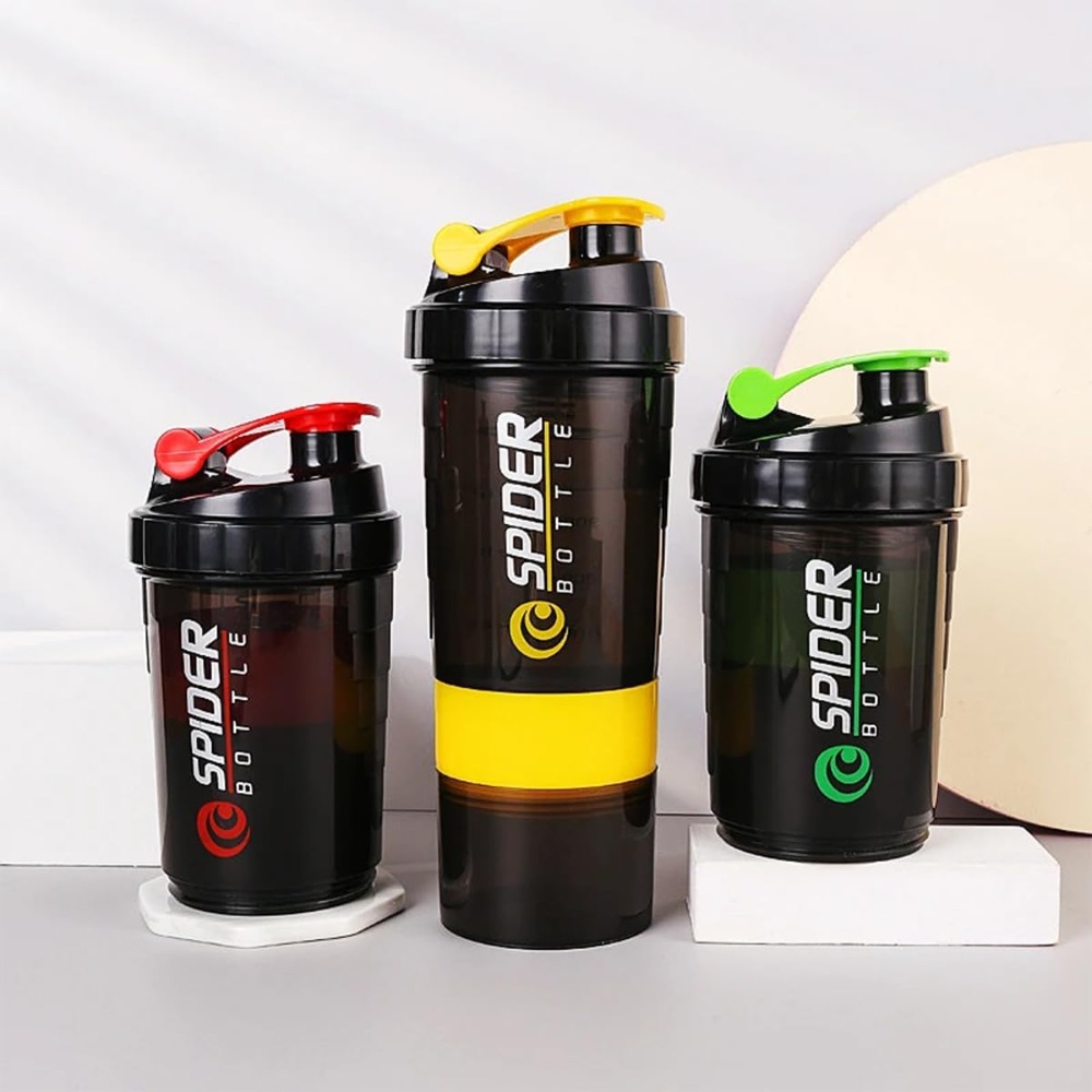 Whey Protein Isolate - 3層シェーカープロテインボトルパウダーシェイクカップウォーターボトルプラスチックミキシングカップボディビルディングエクササイズボトル