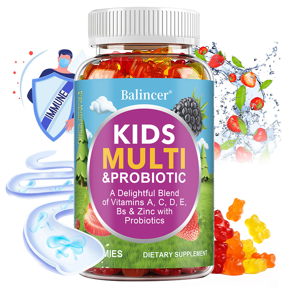 Multivitamin Gummy Adult - 子供用マルチビタミン+プロバイオティクスグミ、消化と免疫サポート、ビタミンA、D、C、E、B、亜鉛、チュアブルサプリメント、ベリー風味