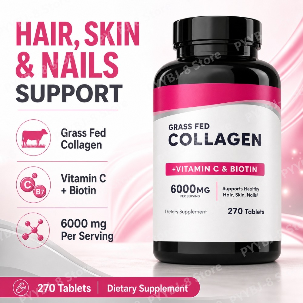 Collagen Peptide Powder - コラーゲン錠剤 6000mg ビタミンCとビオチン配合、髪・肌・爪の美容サポート栄養補助食品、270錠