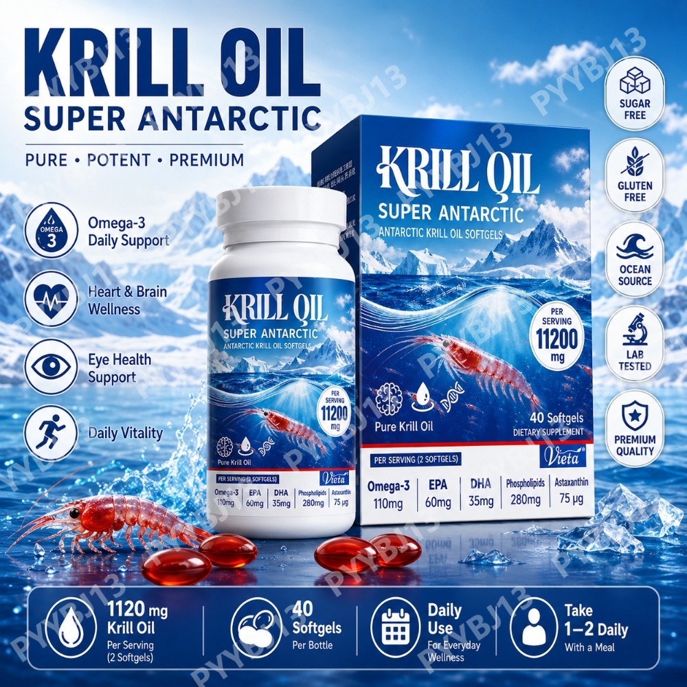 Krill Oil Supplement - 南極オキアミオイルサプリメント 1食あたり高濃度のEPA+DHA、アスタキサンチン、リン脂質を含むオメガ3オイル配合 魚臭くない