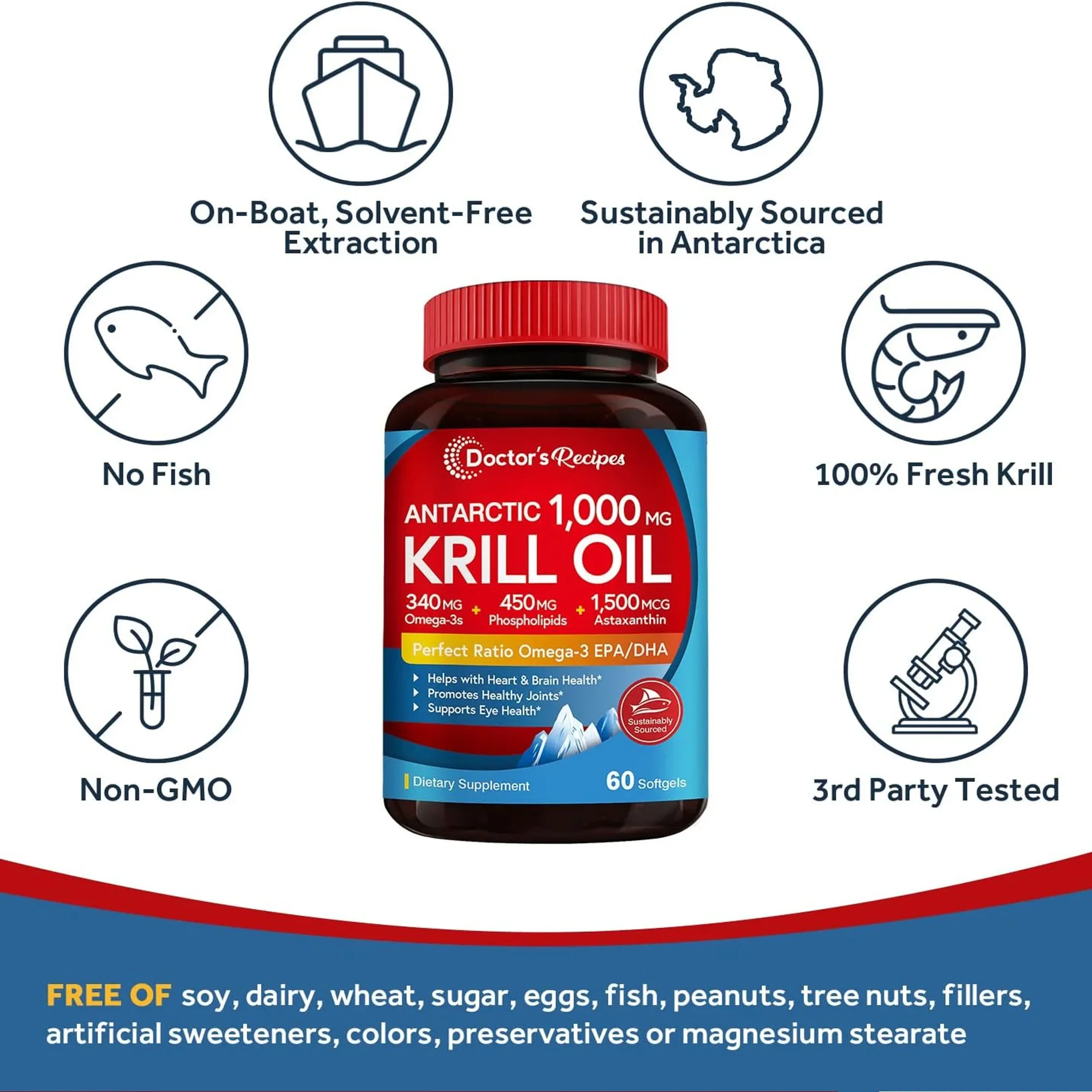 南極オキアミ油サプリメント - 関節と皮膚の健康サポート、免 - Krill Oil Supplement のレビューと価格