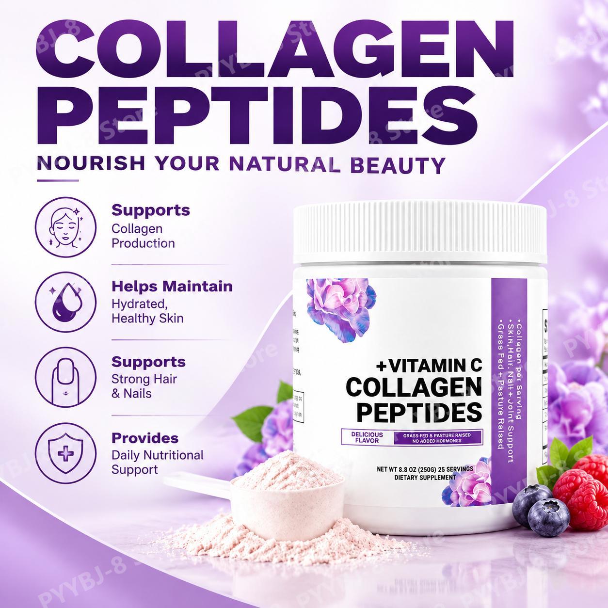 ヒアルロン酸とビタミンC配合のコラーゲンペプチドパウダー。健 - Collagen Peptide Powder のレビューと価格